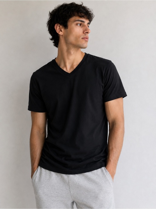 Raffi Other - Black Short Sleeve V-Neck T-Shirt | Soft Stretch Casual Basic | Men’s